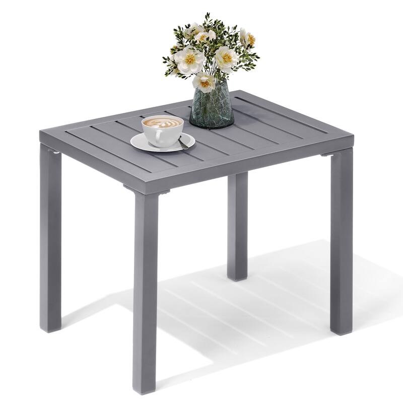 VredHom Outdoor Aluminum Patio Side Table - 18.1 in L * 13.8 in W * 15.7 in H