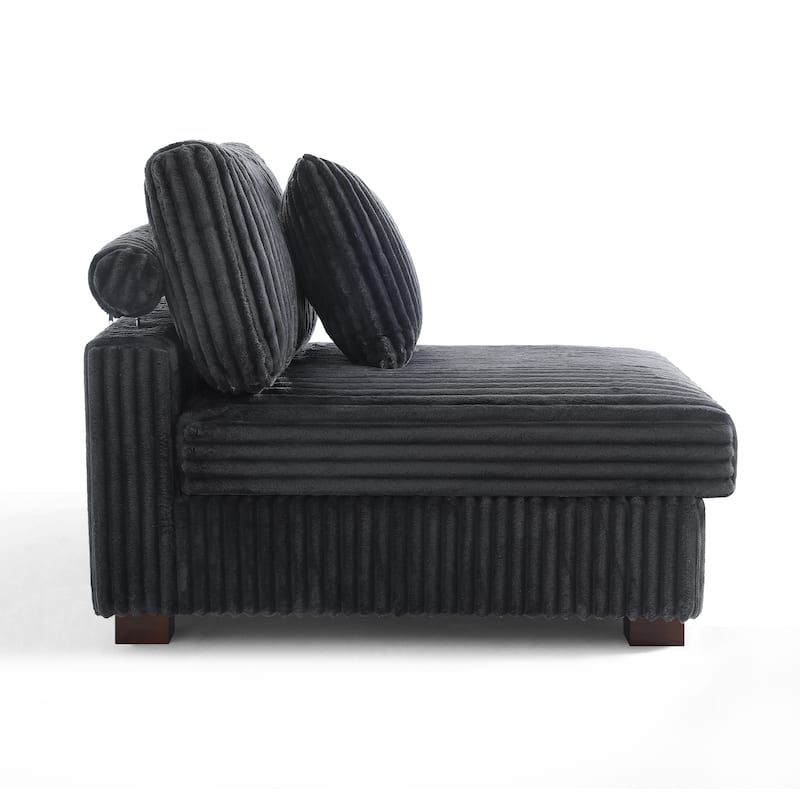 35.7" W Plush Corduroy Upholstered Armless Modular Sofa Chair