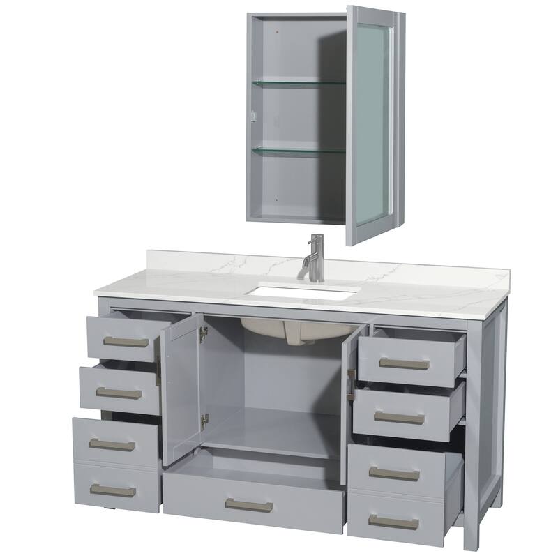Wyndham Collection WCS141460S-QTZ-UNSMED Sheffield 60" Free Standing
