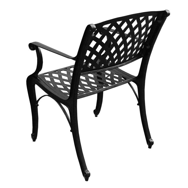 Outdoor Lattice 59 in. Round Dining Set with Lazy Susan and Six Chairs - N/A