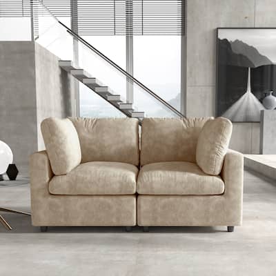 67" Modern Loveseat Sectional Sofa for Living Room,Chenille Modular Couch, Removable Cover, Spring Cushions, Solid Wood Frame