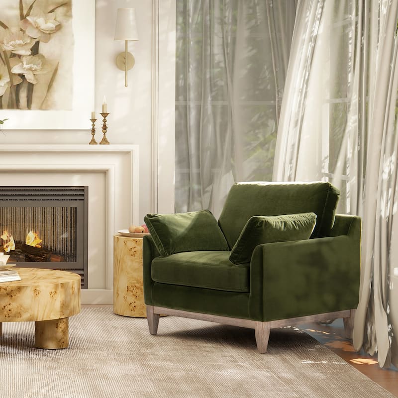 Pasadena 36" Wide Modern Farmhouse Velvet Accent Arm Chair