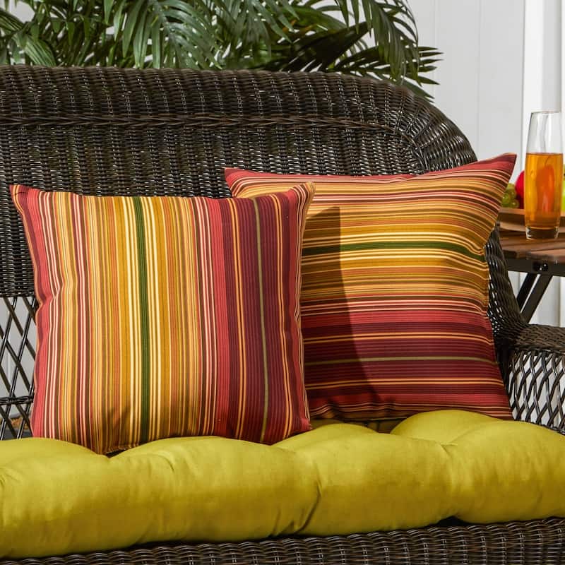 Kinnabari Stripe Outdoor 17-inch Accent Pillow (Set of 2) by Greendale Home Fashions