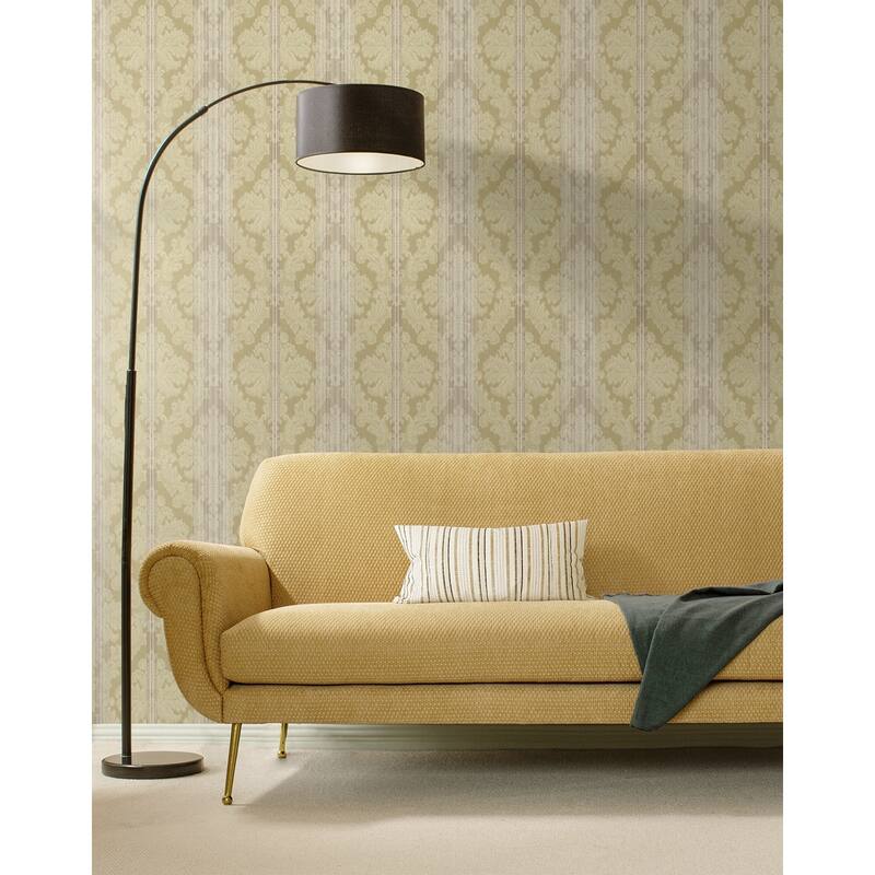 Seabrook Designs Nadia Striped Damask Unpasted Wallpaper