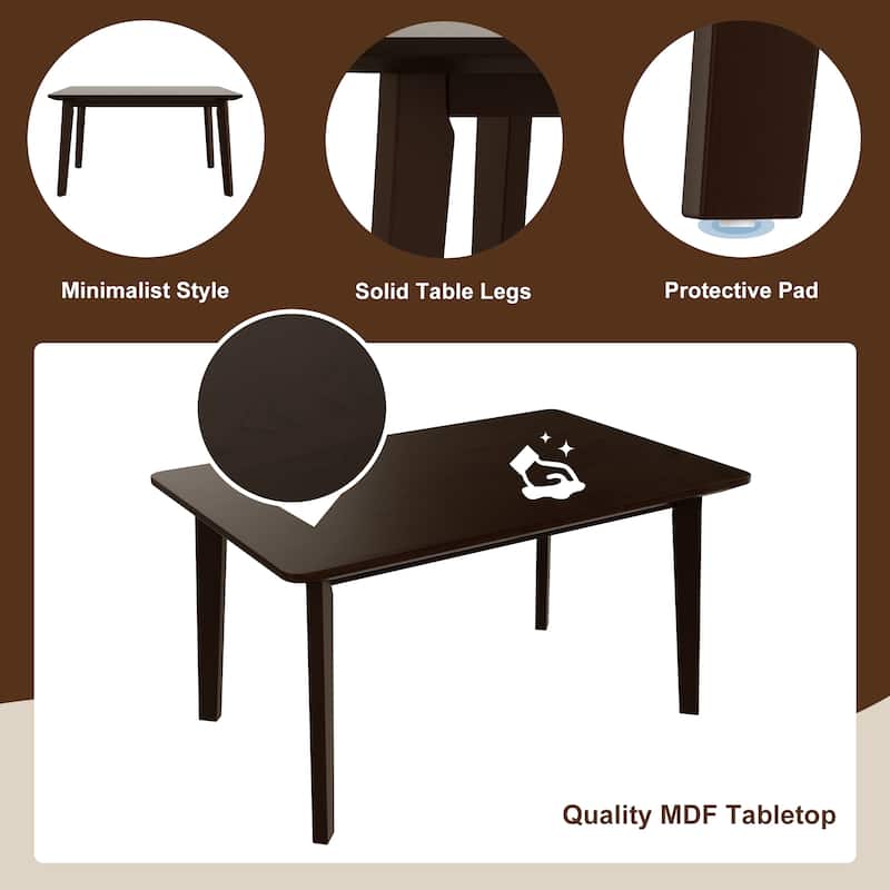 Rustic 5-Piece Farmhouse Dining Set - Solid Wood Table & 4 Upholstered Chairs for Kitchen, Dining Room