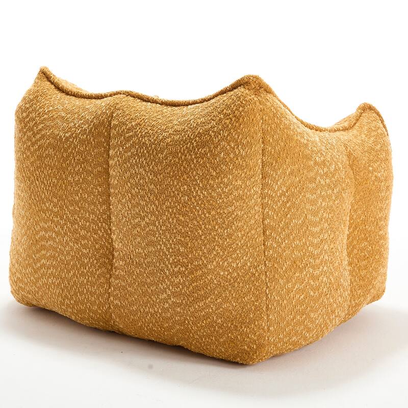 Modern Chenille Single Bean Bag Chair Square Lazy Sofa with Armrests for Living Room Bedroom Lounge