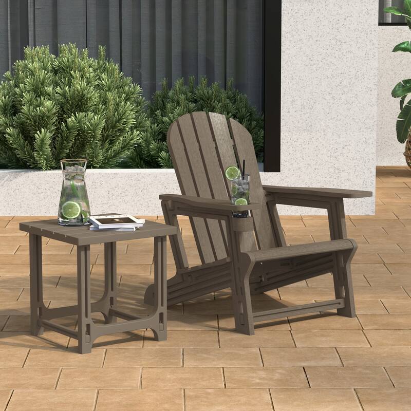 Coastline Outdoor Poly Adirondack Chair with Side Table