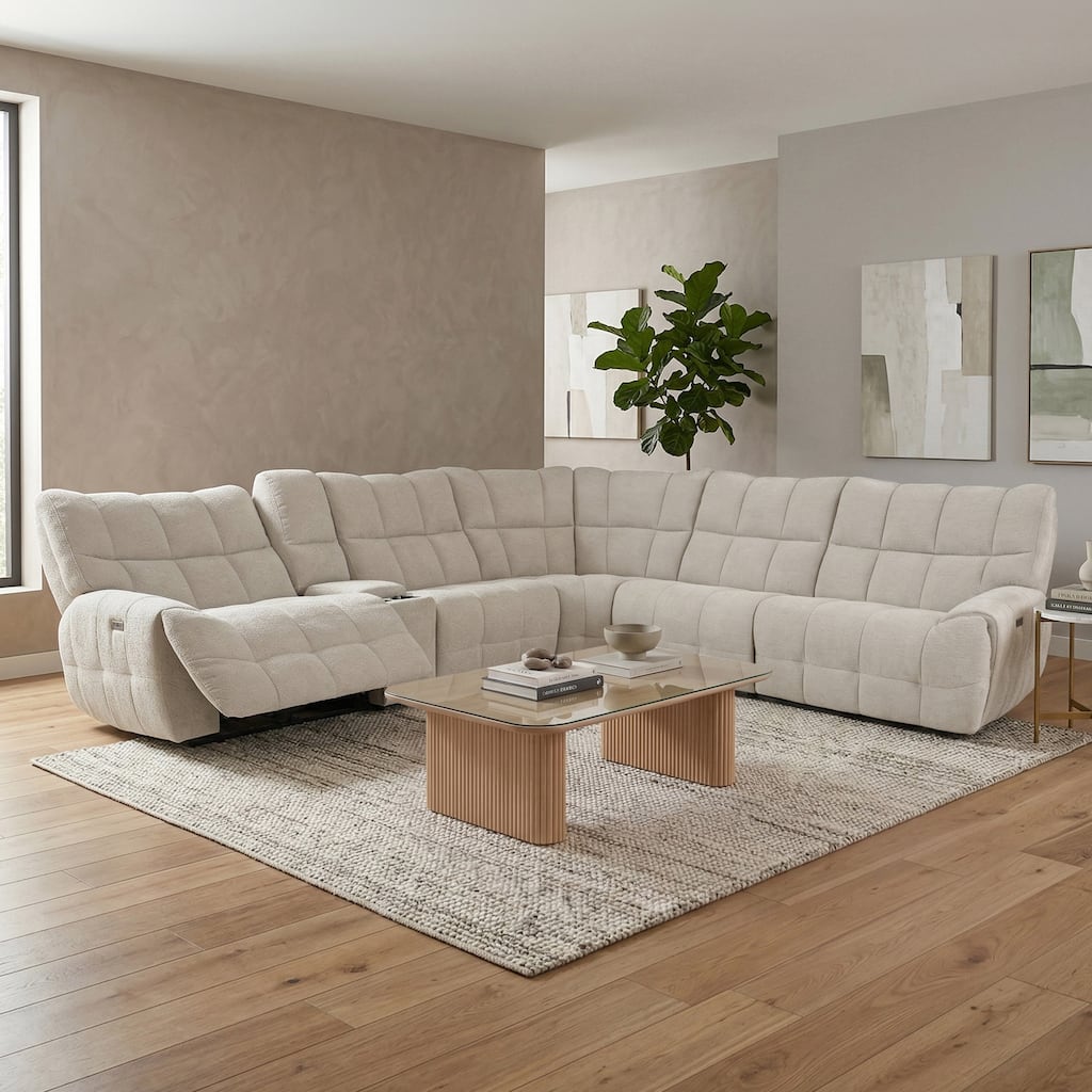 Furniture of America Aurei Modern Reclining Sectional with Console and USB Ports