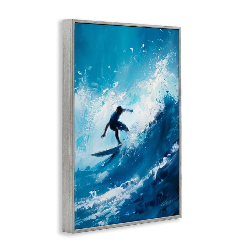 Stupell Surfer & Splashing Wave Framed Giclee Art Design By LSR Design Studio