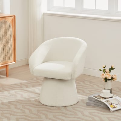 Modern 360° Swivel Accent Chair, Boucle Upholstered, Comfy Barrel Chair for Living Room, Bedroom & Office