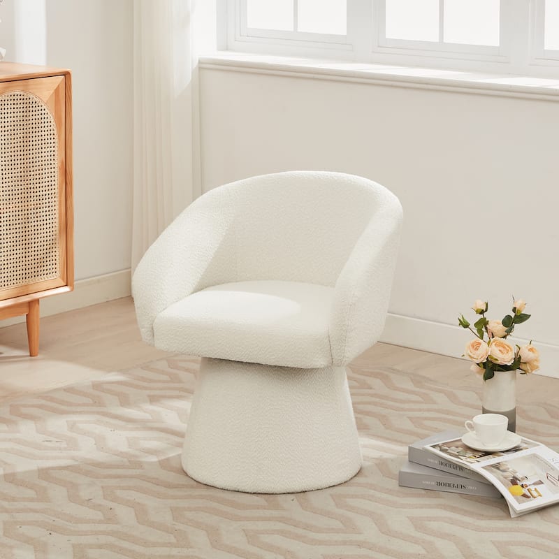 Narrow Upholstered Swivel Chair with Ergonomic Barrel Design, 360掳 Rotation Accent Chair Barrel Chair Sofa Chair
