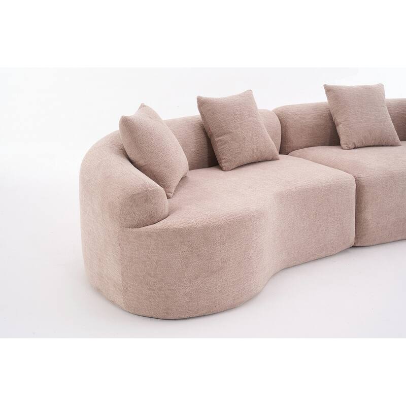 Curved Loveseat White Full Compression Sponge Sofa