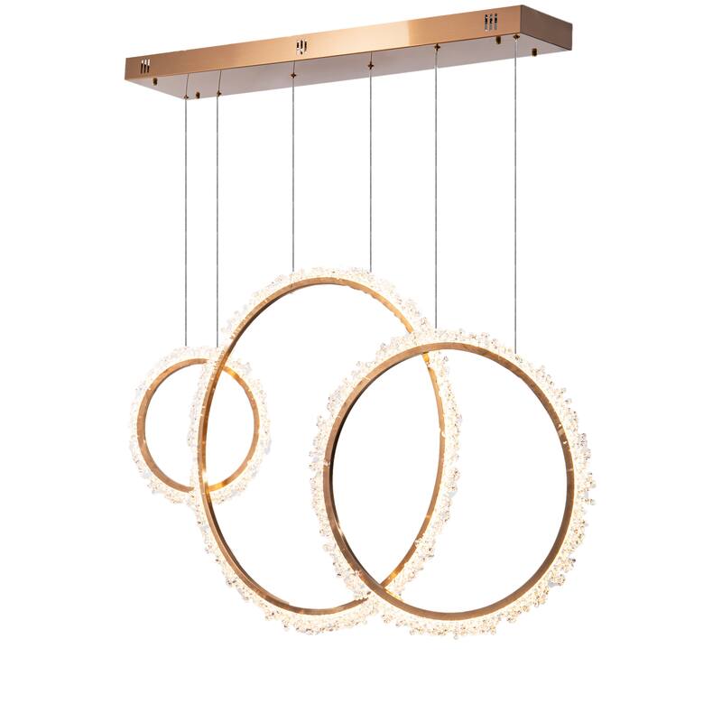 3-Light Gold LED Chandelier With Clear Crystal Accents - Overstock ...