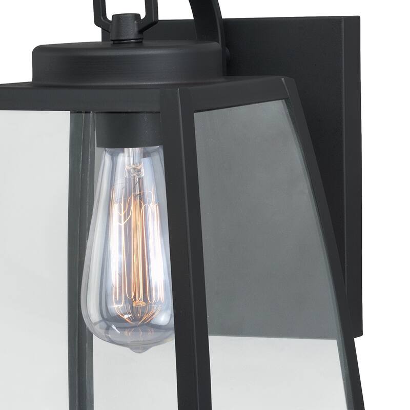 Granville 1 Light Bronze Geometric Outdoor Wall Lantern Clear Glass - 8-in W x 13-in H x 9.25-in D