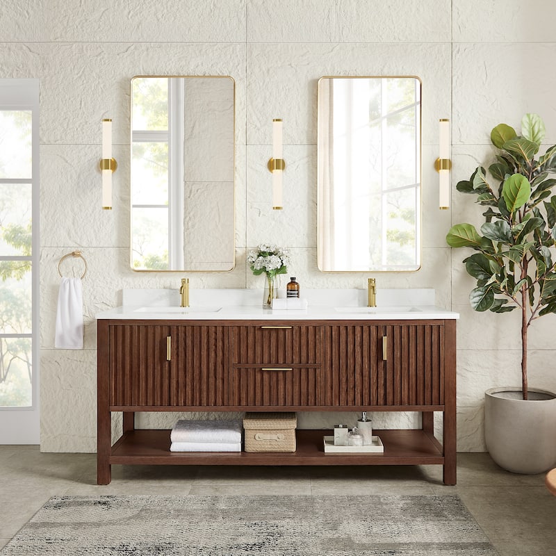 Tehran Bath Vanity with Composite Stone Top without Mirror