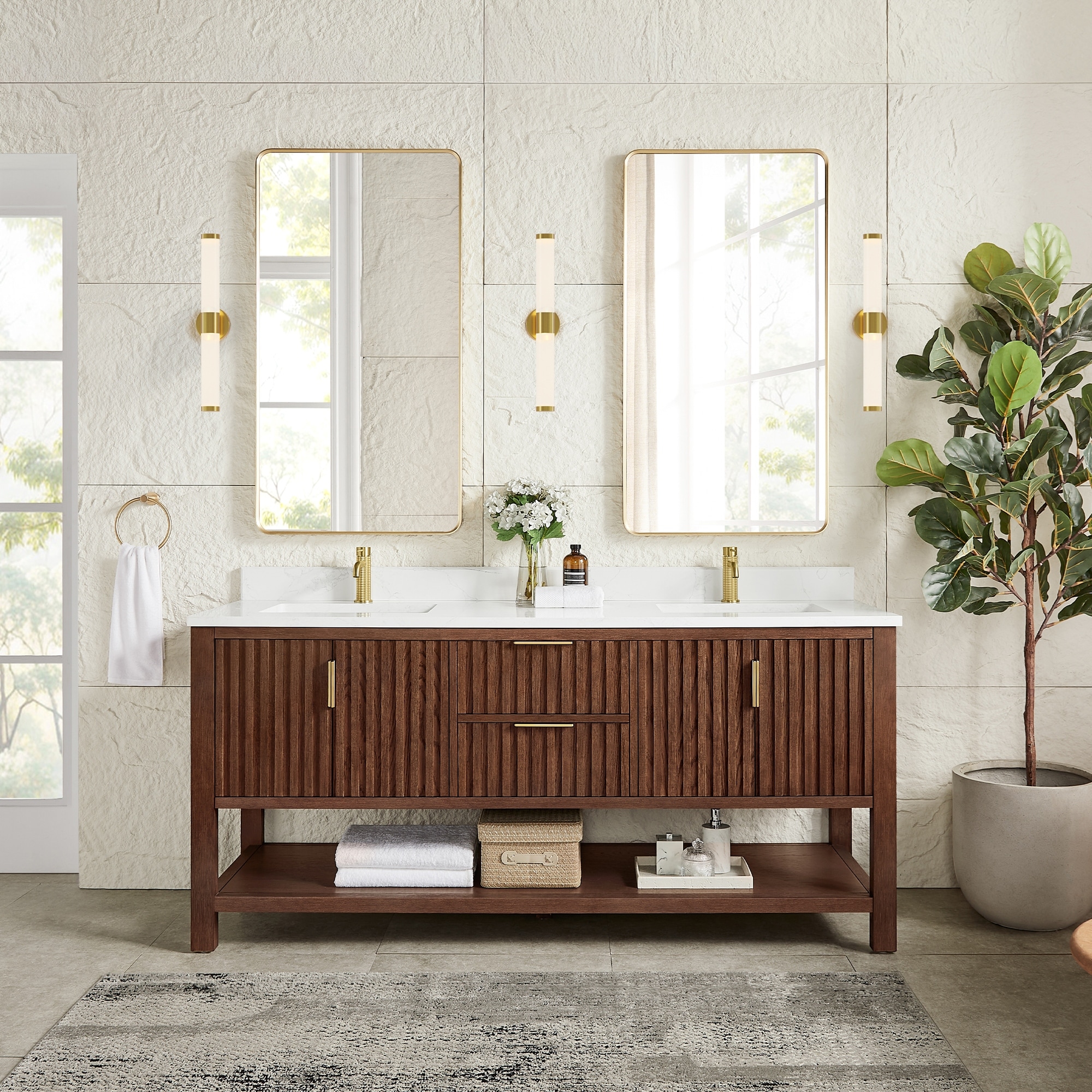 Vitre Bath Vanity with Composite Stone Top without Mirror