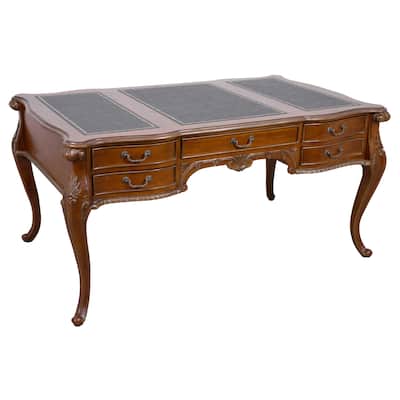Heritage Furnishings Large Mahogany Writing Desk with Vintage Estate Finish by AFD Home