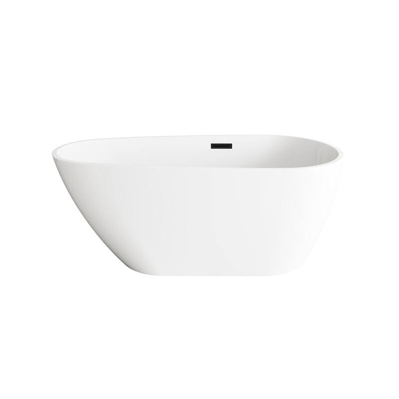 Hillary Bathtub in Glossy White - Glossy White with Matte Black Trim - 59"