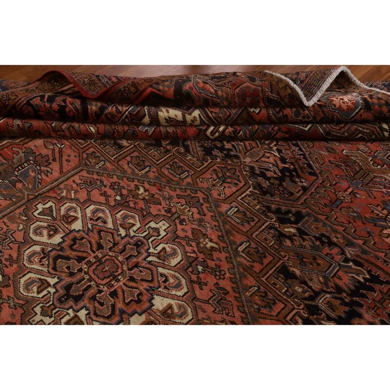 Hand Knotted Oriental 100% Wool Carpet Traditional Medallion Red Heriz Area Rug - 12' 9'' X 10' 0''