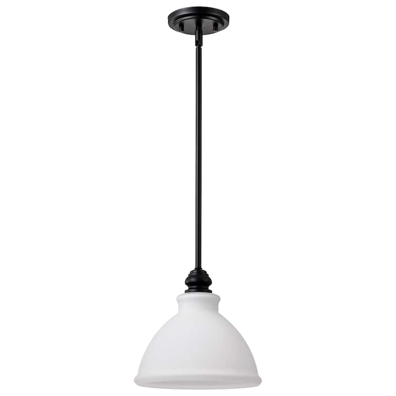 Russel 10 Inch Mini Pendant Matte Black with Satin White Glass - Matte Black - Matte Black