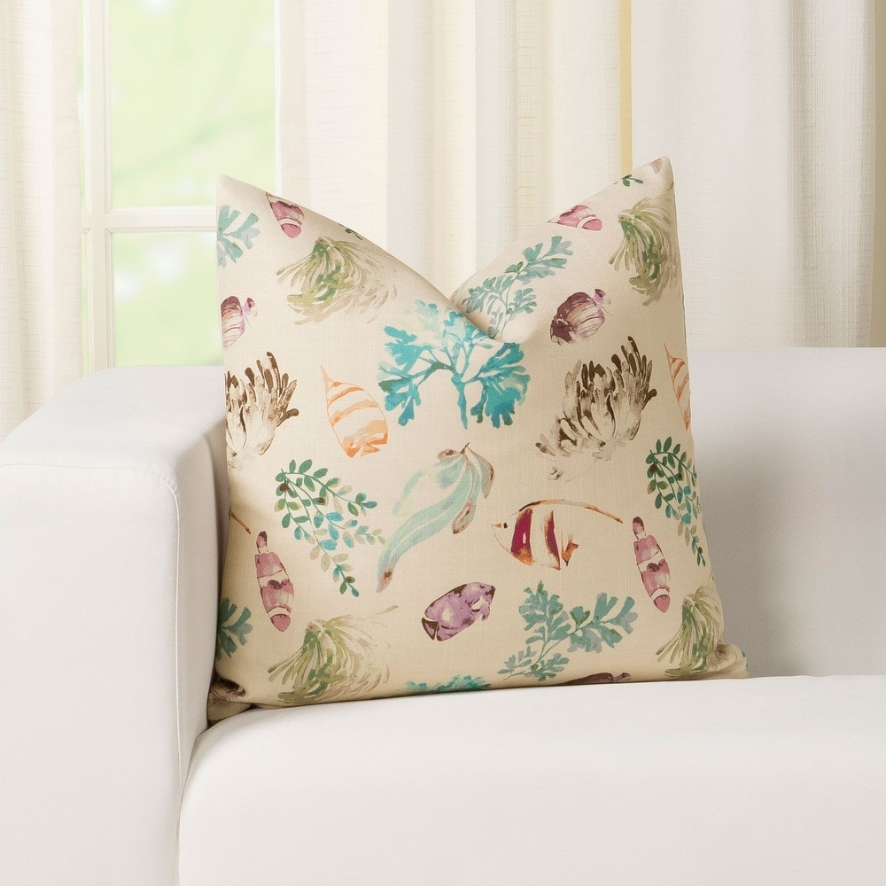 Galapagos Coral Coastal Print Throw Pillow