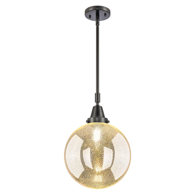 Innovations Lighting Downtown Urban - Caden Beacon - 1 Light 10" Stem Hung Mini Pendant - Matte Black/Mercury Shade