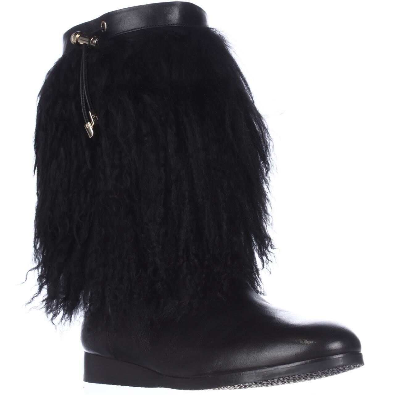 Shop Michael Michael Kors Lizzi Mid Fuzzy Winter Boots Black 6