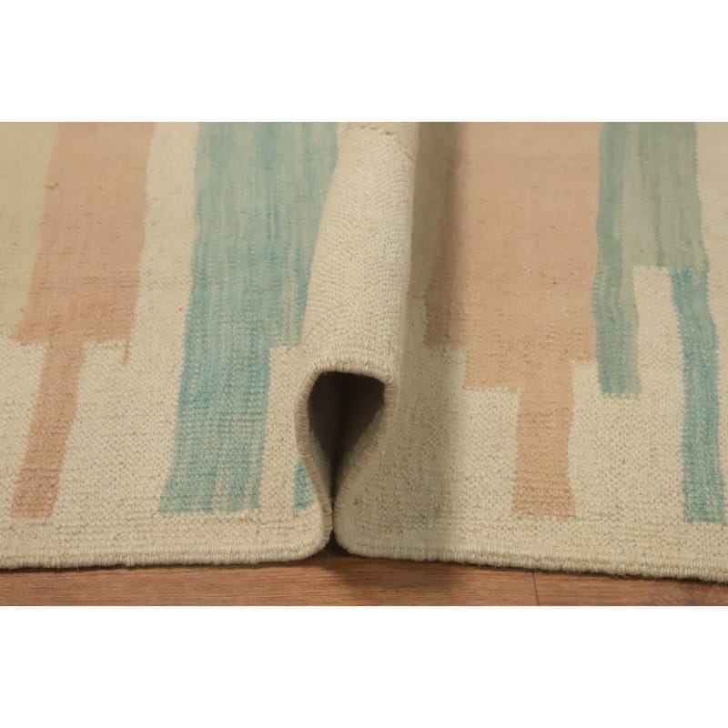 Hand Woven Southwestern Wool Beige Geometric Area Rug - 9' 9'' X 6' 7''