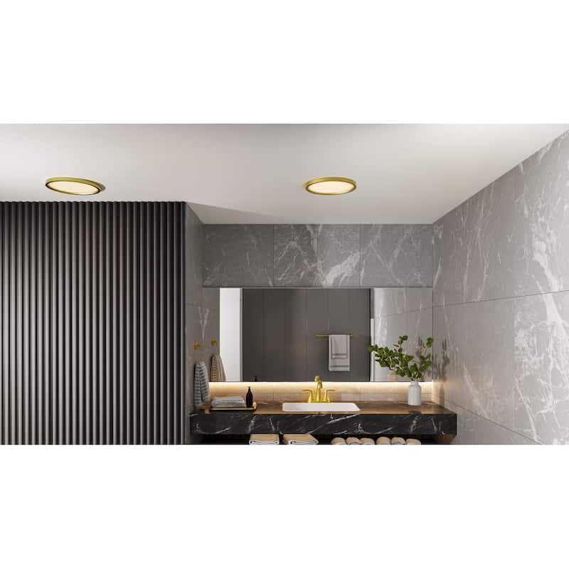 Outskirts Integrated LED Brushed Gold Flush Mount with CCT Switch