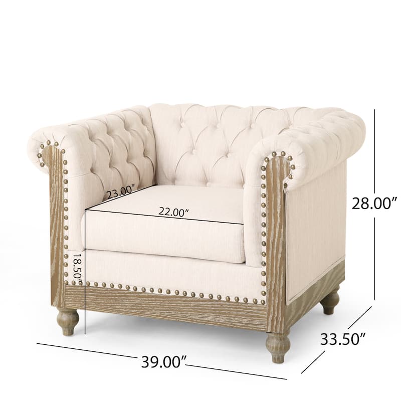 Castalia Chesterfield Tufted Club Chair by Christopher Knight Home - 39.00" L x 33.50" W x 28.00" H