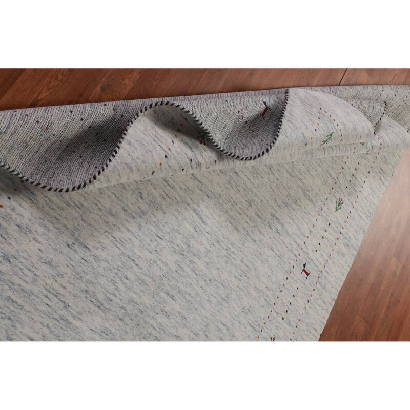 Hand Knotted Oriental 100% Wool Carpet Tribal Animal Pictorial Beige & Ivories Gabbeh Area Rug - 7' 10'' X 5' 2''