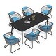 preview thumbnail 28 of 26, 7-PC Outdoor Patio Dining Set Rectangular Aluminum Table with Umbrella Hole with Rattan Chair