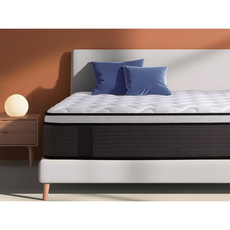 10 Inch Breathable Cool Cover Memory Foam Individual Pocket Spring Hybrid Mattress - White