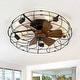 preview thumbnail 21 of 191, 16.5"/18.5"/20"/23.6"/24"/28" Vintage Distressed White Low Profile Caged Ceiling Fan with Light and Remote (7/6/5/3-Blade)