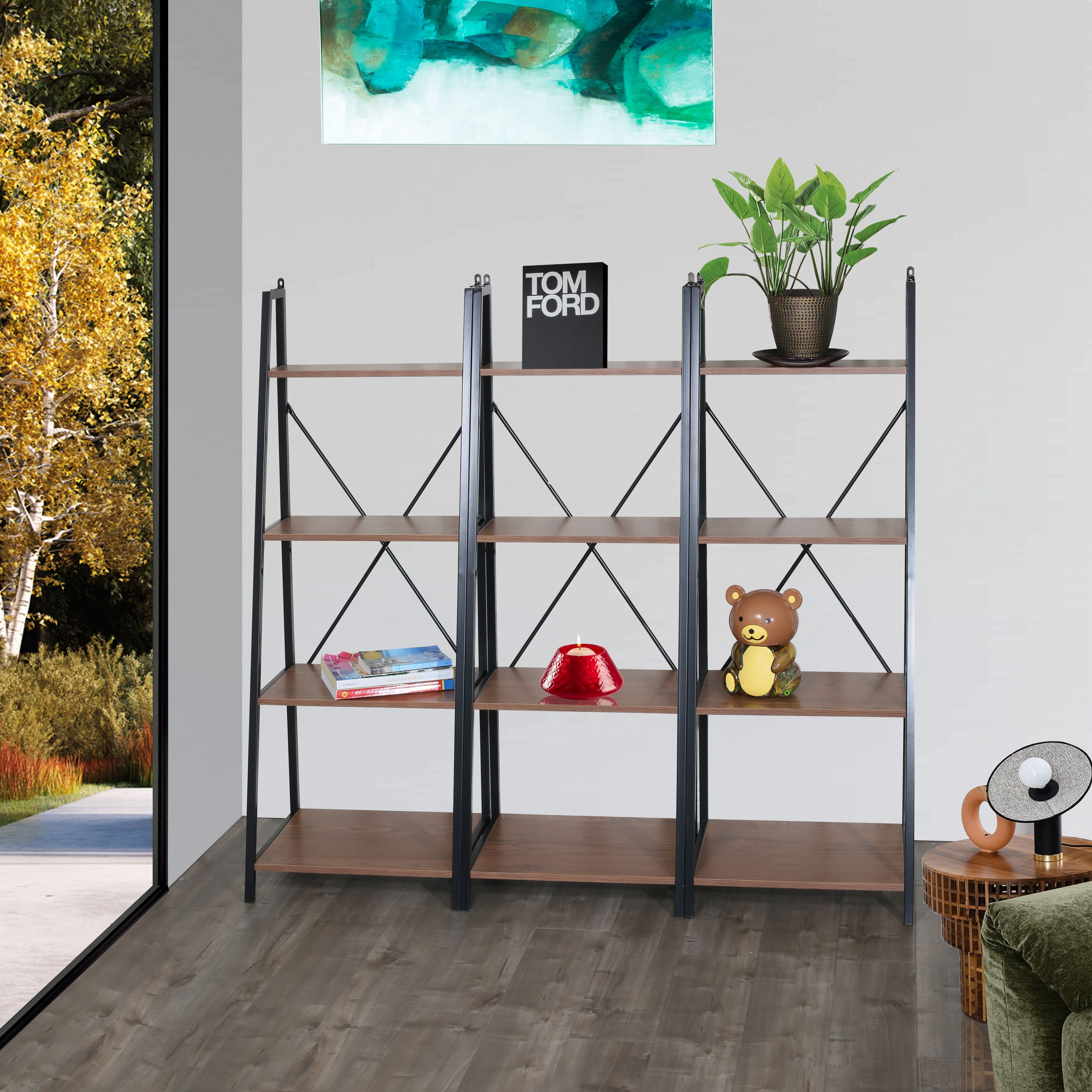 Gustaf 4tier shelf ladder bookcase metal frame for storage 58.5’’ x
