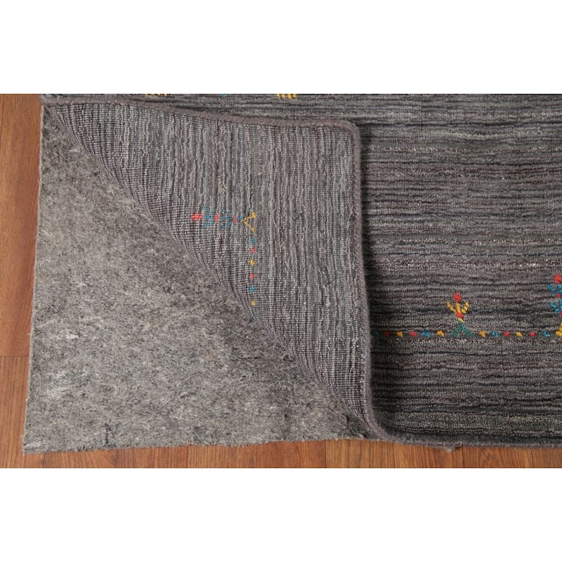 Gray Gabbeh Rug Hand-Knotted Tribal Oriental Wool Carpet - 7'10"x 9'7"