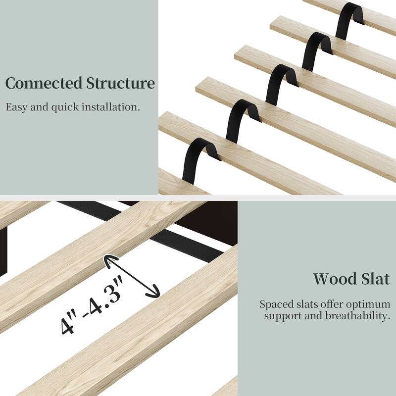 Yaheetech Farmhouse Wooden Bed Frame with Headboard No Box Spring Needed