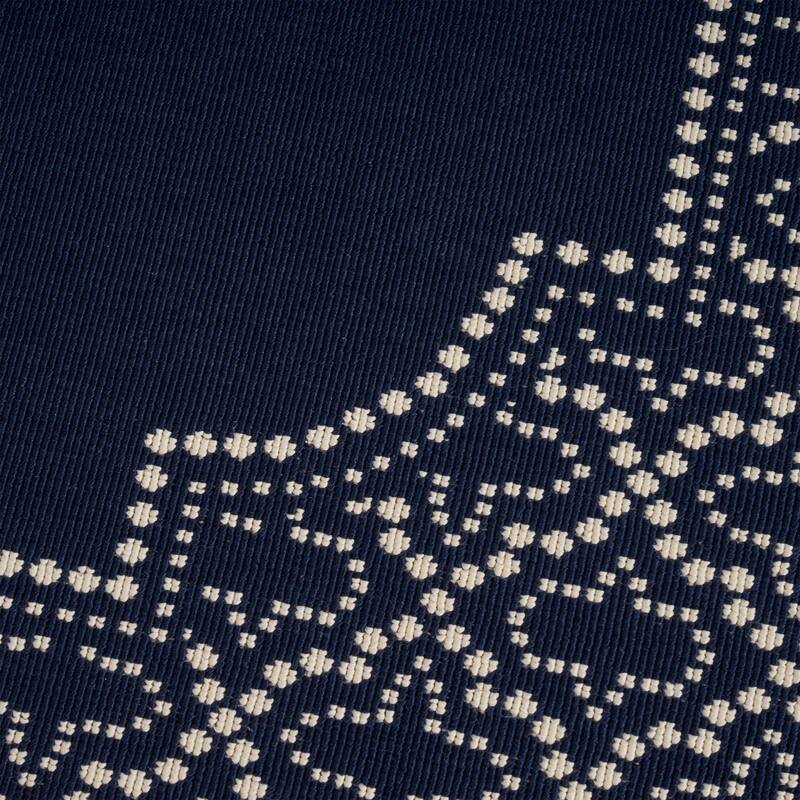 Navy Blue & Ivory Outdoor Area Rug with Elegant Border Design, Durable Polypropylene, Ideal for Patio, Deck, or Balcony