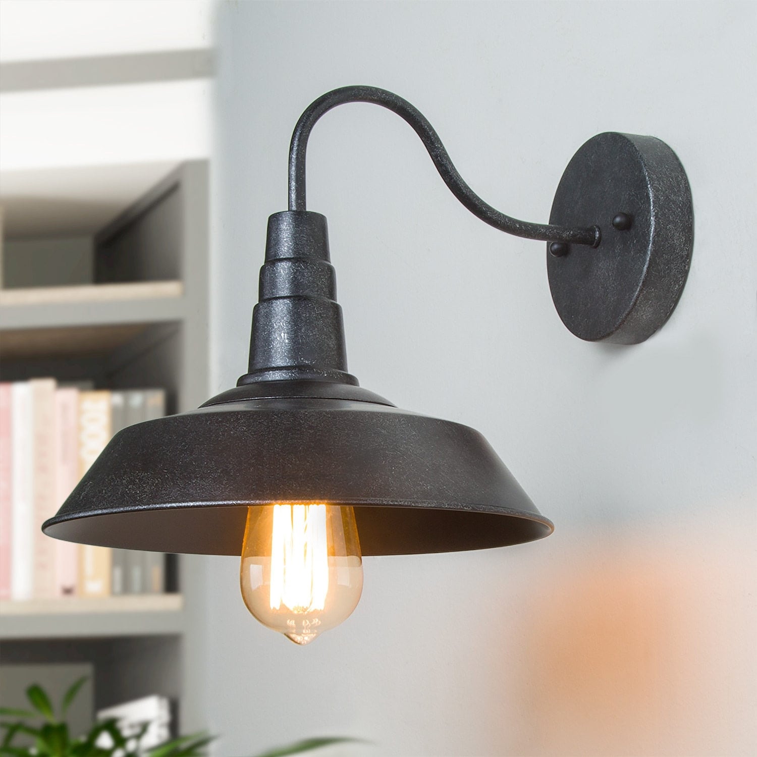 Lnc Modern Farmhouse 1 Light Wall Sconces Metal Barn Warehouse Lamps 60 Black 10.2 inch 15 inch 13 inch Size 10.2 x 15 x 13
