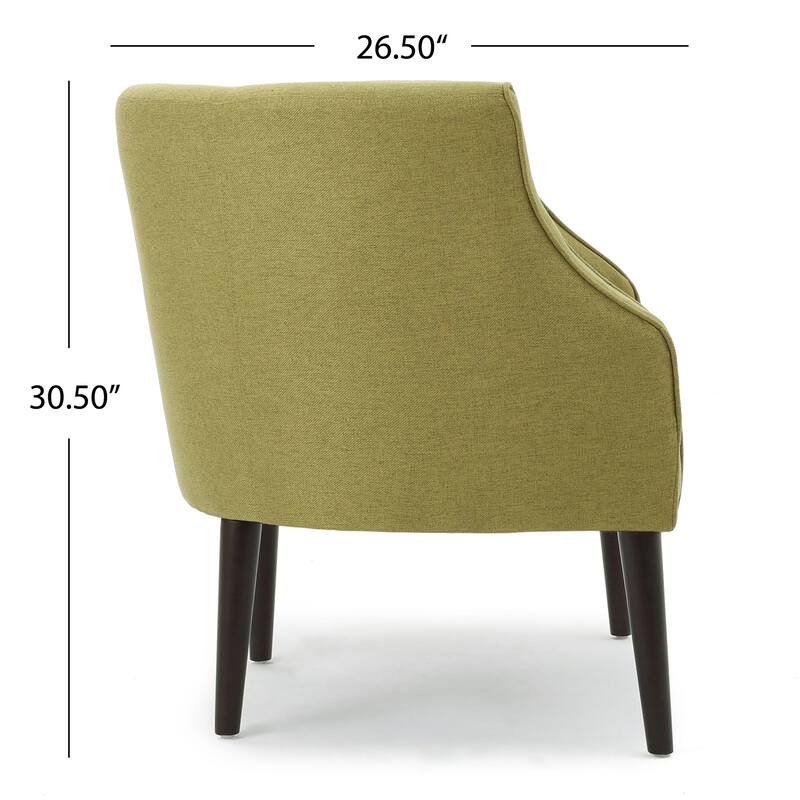 Fabric Modern Club Chair with Button-Tufted Back and Birch Wood Legs