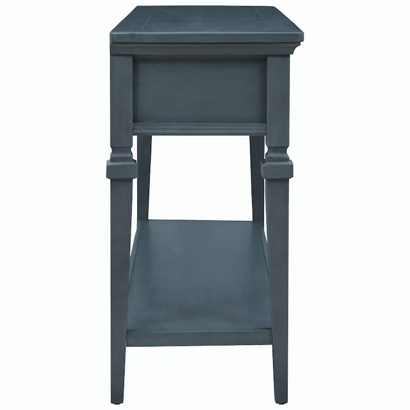 50"L Classic Retro Style Console Table with Three Top Drawers and Open Style Bottom Shelf (Gray Wash)