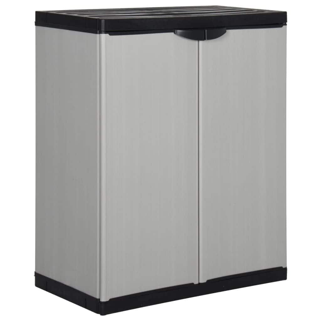 vidaXL Garden Cabinet Grey and Black PVC and Polypropylene Medium - 26.8 x 26.8 x 33.5