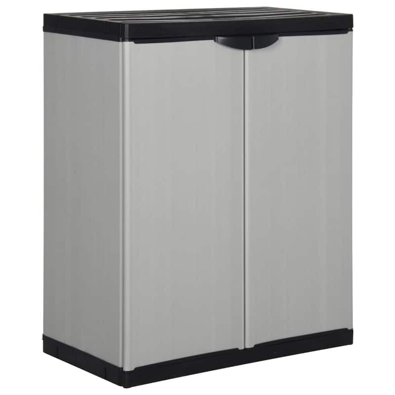 vidaXL Garden Cabinet Grey and Black PVC and Polypropylene Medium - 26.8 x 26.8 x 33.5