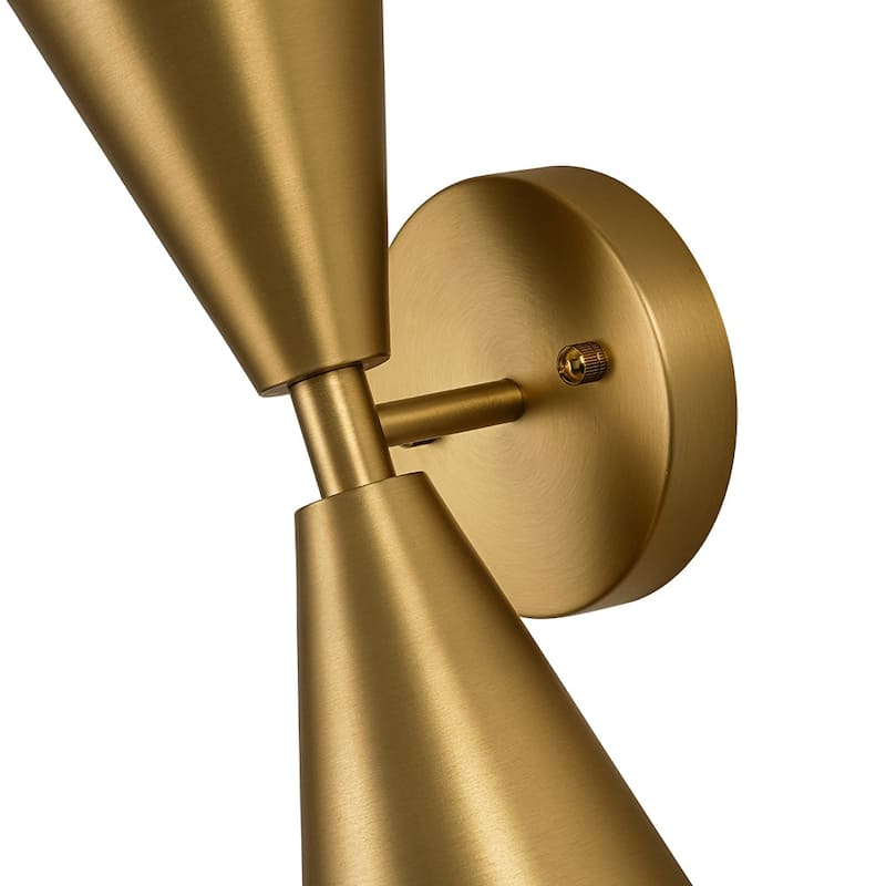 2-Light Mid-century Dual Cone Hourglass Up Down Wall Sconce
