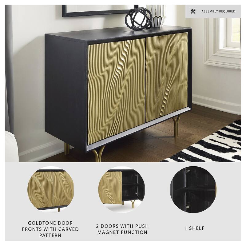 Signature Design by Ashley Tayner Black/Gold Accent Cabinet - 40" W x 17" D x 32" H