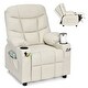 preview thumbnail 5 of 46, Costway Kids Youth Recliner Chair PU Leather w/Cup Holders & Side eige