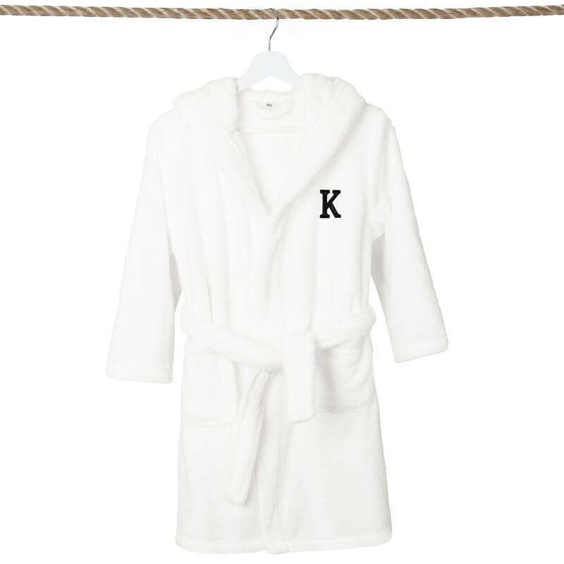 Sweet Kids 100% Polyester SUPER PLUSH Double Brushed Hooded Bathrobe with Black Bookman Monogram