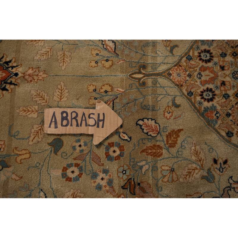 Vegetable Dye Kashan Large Vintage Persian Rug Handmade Wool Carpet - 9'10" x 13'8"