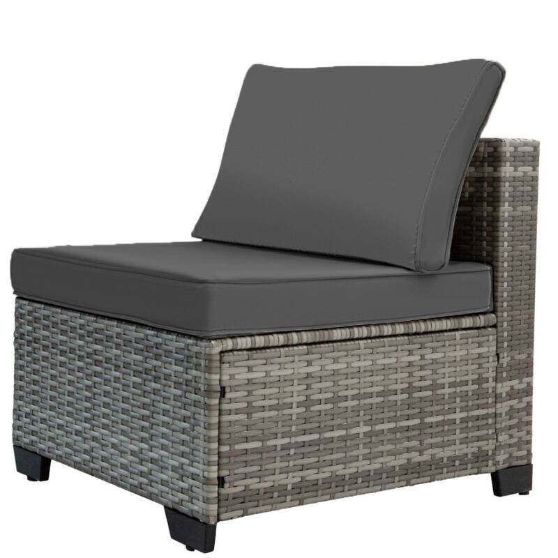 7-Piece Wicker Patio Conversation Set with Cushions,6 Sofas, 1 Table