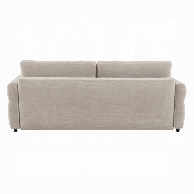 Isy Sofa with Pull Out Sleeper, Removable Cushions, 2 Pillows, Beige